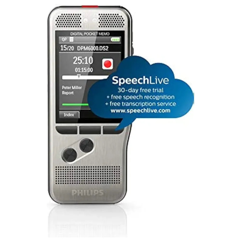 Philips DPM6000 Digital Pocket Memo: Premium Voice Recorder with Push Button Control