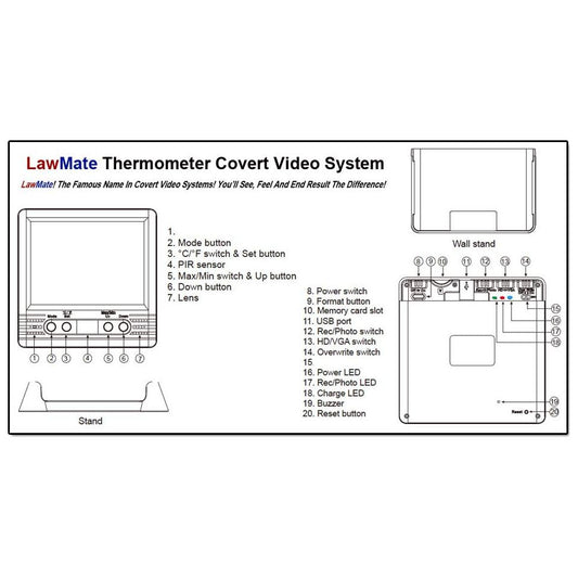 Lawmate PV-TM10 HD Hidden Spy Camera drawing