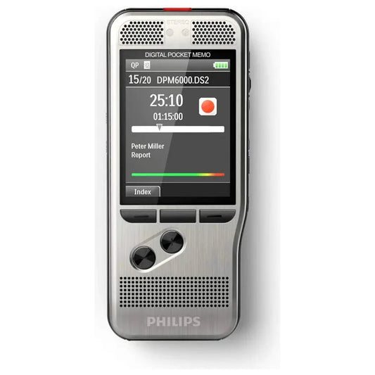 Philips DPM6000 Digital Pocket Memo: Premium Voice Recorder with Push Button Control