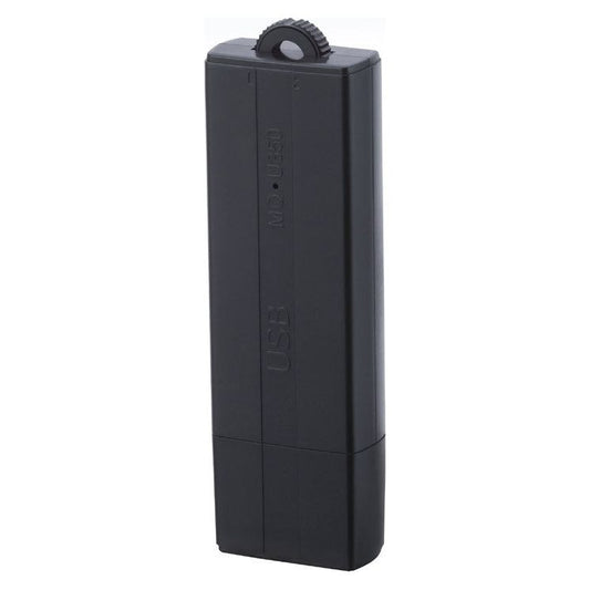 FD55 voice activated USB flash drive recorder with lanyard loop shown capped in upright position