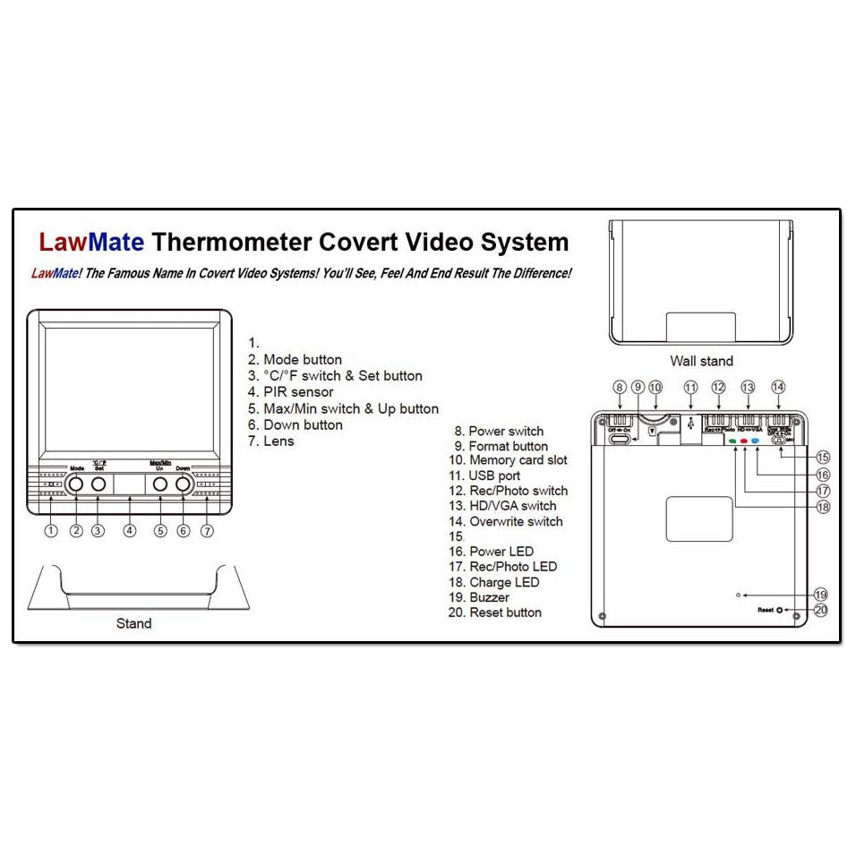 Lawmate PV-TM10 HD Hidden Spy Camera drawing