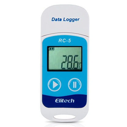 Mini LCD USB temperature data logger - front view with display