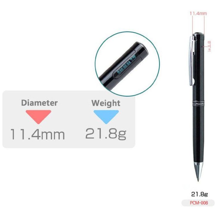 PCM008 Voice Recording Pen Dimensions and Weight